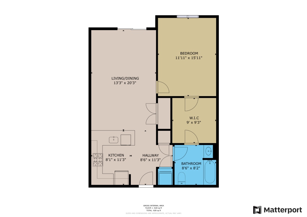 ONE Bedroom - 843 SQ. FT.